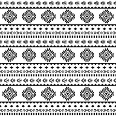 Ancient echoes Aztec geometric seamless patterns southwest Navajo Native American tribal ethnic black and white for textile printing
