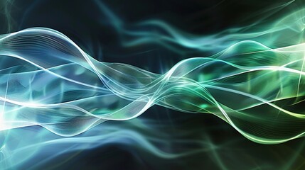 Fototapeta premium Dynamic Electric Waves Abstract Background with Copy Space