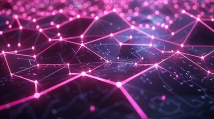 Fototapeta premium Digital Network of Glowing Electric Nodes - Futuristic Abstract Pattern with Connected Lines and Circles