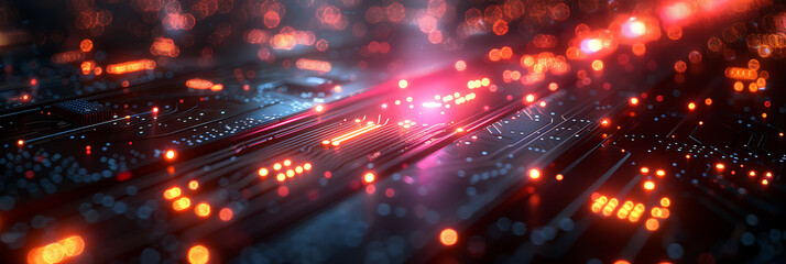 Fototapeta premium Stylized Tech Background: Neon Matrix Canvas