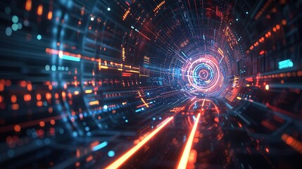 Illuminated Techscape: Futuristic Digital Background with Glowing Lines and Circles