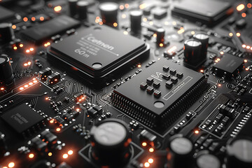 Realistic High-Tech Circuit Boards with Neutral Background
