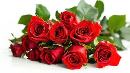 Bouquet of Red Roses on White Background: Classic Elegance