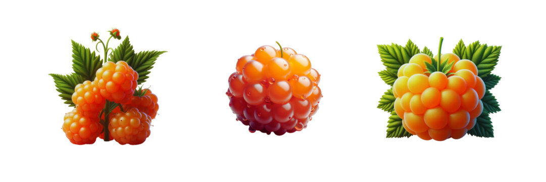 Cloud-berry fruit set of against Transparent background