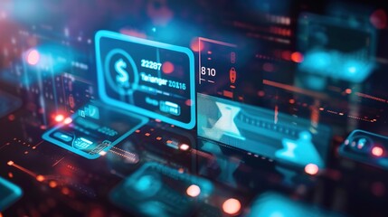 Fototapeta premium Secure Online Money Transfer Options on Futuristic Digital Interface