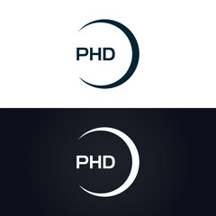 PHD logo. P H D design. White PHD letter. PHD, P H D letter logo design. P H D letter logo design in GOLD, GOLDEN LOGO, THREE, style. letter logo set in one artboard. P H D letter logo vector design.