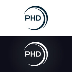 PHD logo. P H D design. White PHD letter. PHD, P H D letter logo design. P H D letter logo design in GOLD, GOLDEN LOGO, THREE, style. letter logo set in one artboard. P H D letter logo vector design.