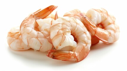 Raw Jumbo Shrimp. Fresh Seafood Ingredient High in Protein on White Background