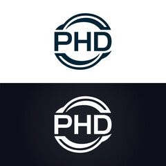 PHD logo. P H D design. White PHD letter. PHD, P H D letter logo design. P H D letter logo design in GOLD, GOLDEN LOGO, THREE, style. letter logo set in one artboard. P H D letter logo vector design.
