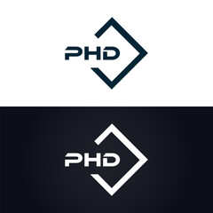 PHD logo. P H D design. White PHD letter. PHD, P H D letter logo design. P H D letter logo design in GOLD, GOLDEN LOGO, THREE, style. letter logo set in one artboard. P H D letter logo vector design.