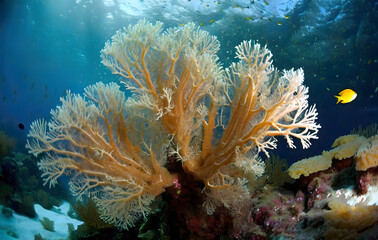 The Amazing close up of soft coral. Generative AI.