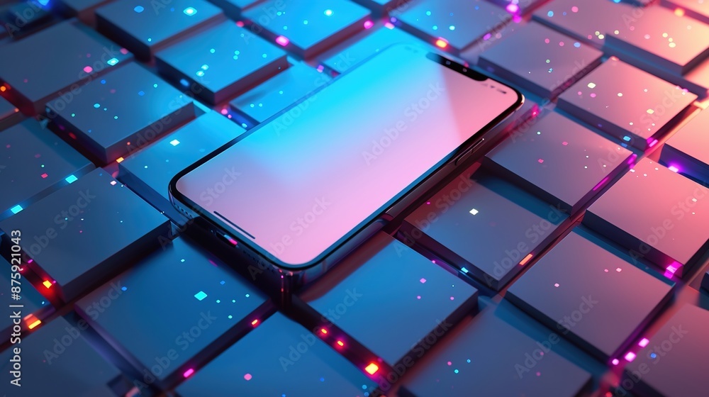 Poster sleek digital backdrop showcasing a smartphone and empty space