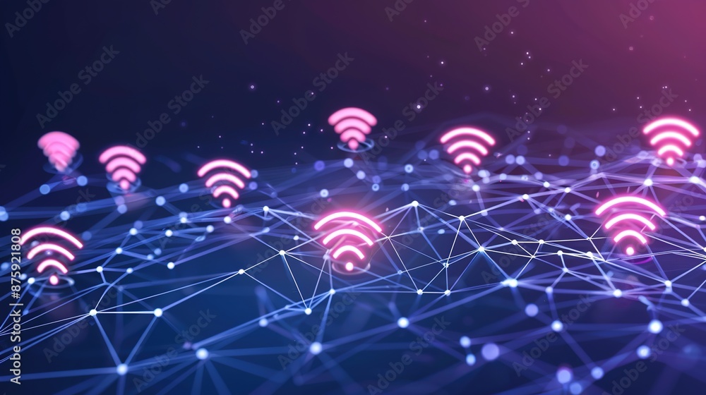 Poster digital network connections: abstract iot technology background