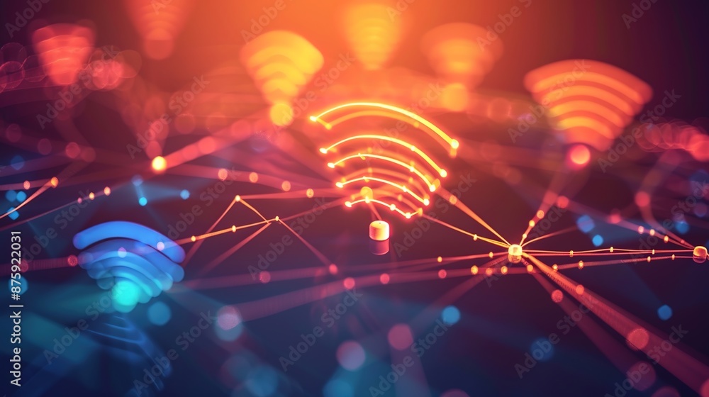 Poster connected world: seamless iot devices and wireless networks background