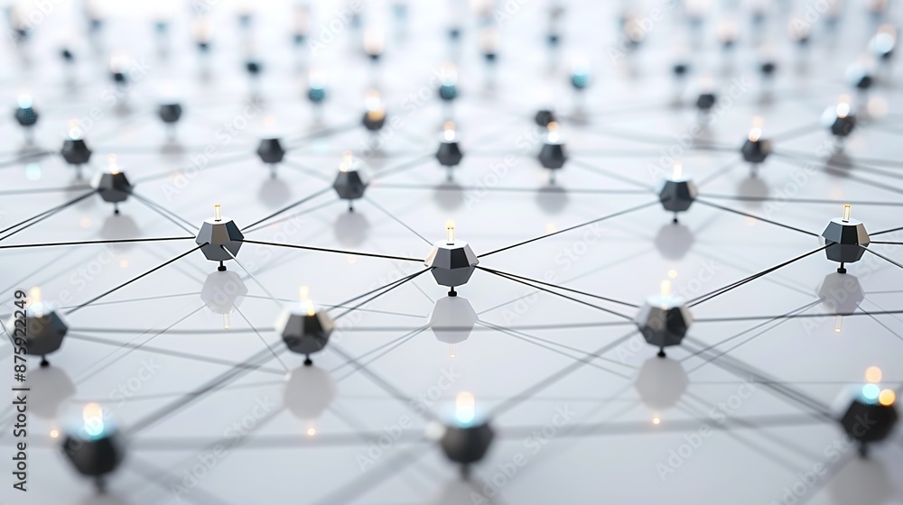Aufkleber futuristic network of digital nodes - iot devices and wireless connections on neutral background