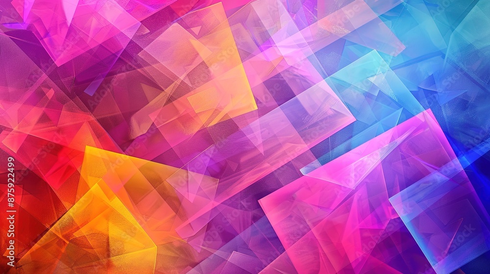 Poster abstract digital background with vibrant geometric shapes and soft gradients blending seamlessly