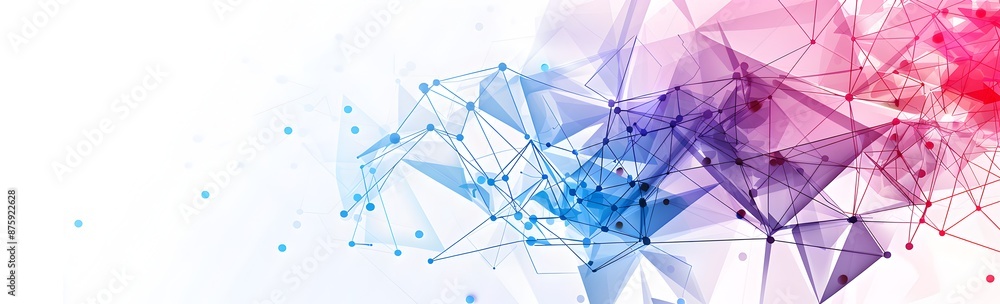 Poster abstract polygonal background with colorful geometric shapes and connected lines on white, vector il