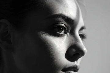 Naklejka premium A monochrome, blurred portrait emphasizing light and texture.
