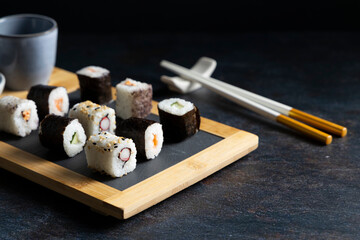 Fresh sushi on a plate.