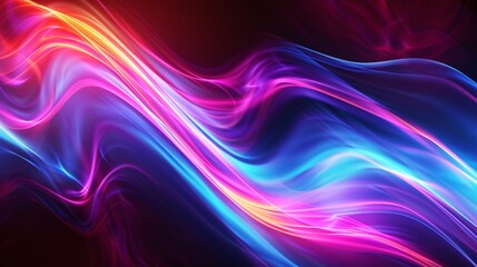Fototapeta premium Neon light waves, magical energy and light movement background. vector wallpaper template