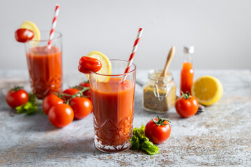 Homemade fresh tomato juice.