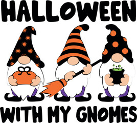Halloween with my gnomes. Halloween gnome vector illustration.