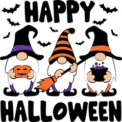 Happy Halloween gnomes. Halloween gnome vector illustration.