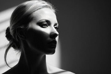 Fototapeta premium A monochrome, blurred portrait emphasizing light and texture.