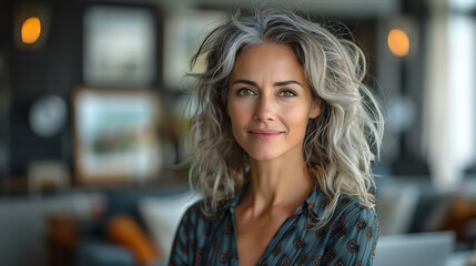 Confident Sixties CEO Smiling at Home Office