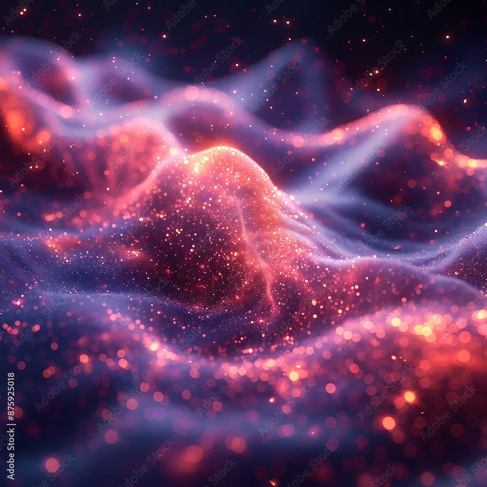 Poster unraveling complexity: electric blue data threads and pulsar red insights