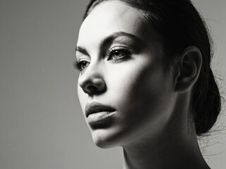Fototapeta premium A monochrome, blurred portrait emphasizing light and texture.