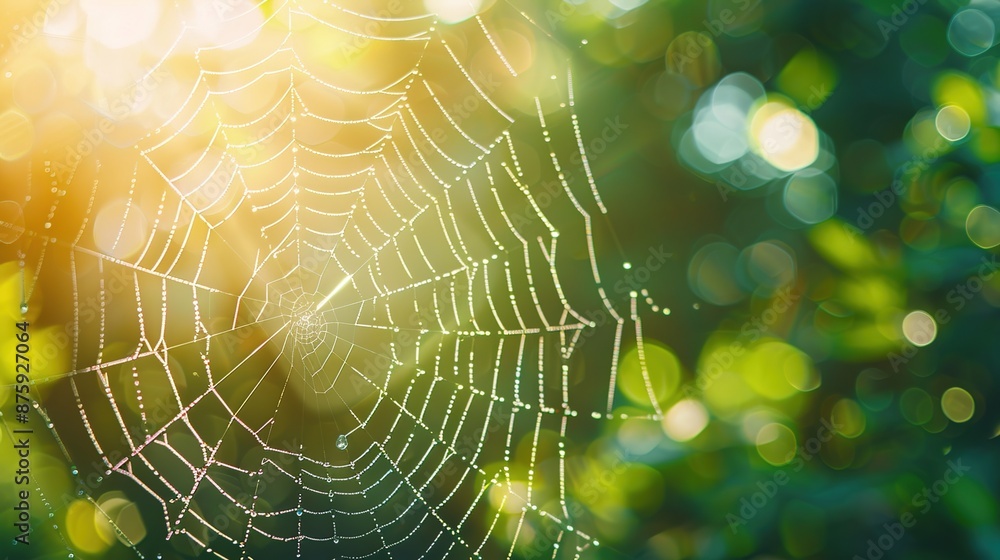 Poster Delicate Spider Web Close-Up with Shallow Depth of Field