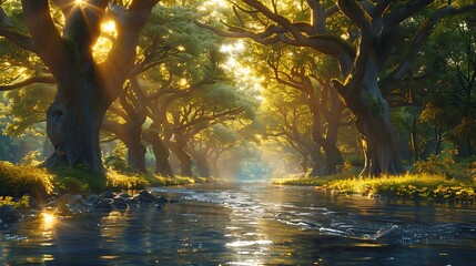 autumn forest in the morning