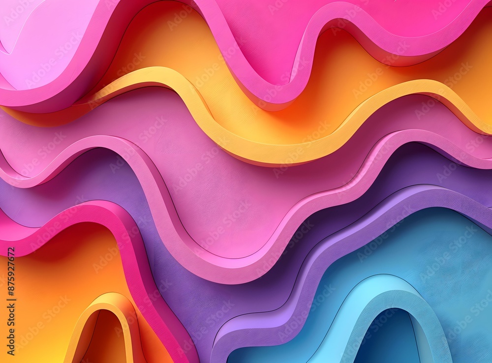 Poster colorful 3d rendering of abstract waves