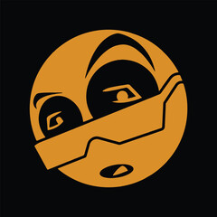 robot face robo iron logo