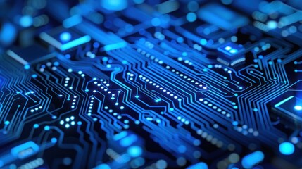 Abstract Blue Circuit Board Texture