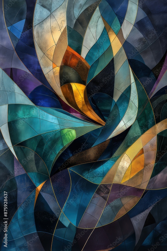 Poster beautiful vibrant and dynamic abstract artwork feature a harmonious blend of bold colors such as blu