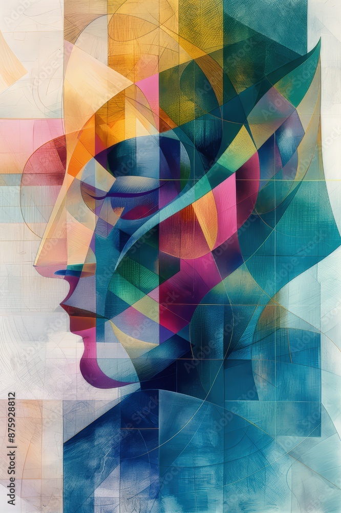 Canvas Prints beautiful vibrant and dynamic abstract artwork of an face feature a harmonious blend of bold colors 