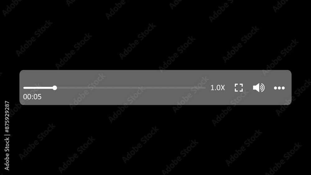 Poster media player template animation on black background, music player progress bar animation, multimedia