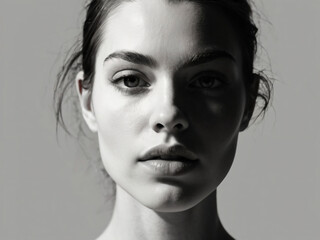 Fototapeta premium A monochrome, blurred portrait emphasizing light and texture.