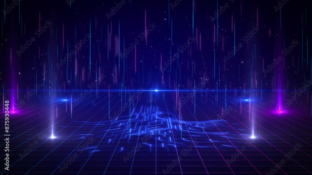 Poster digital 3d virtual space vr cyberspace. 5g 6g technology high speed internet data transfer technolog