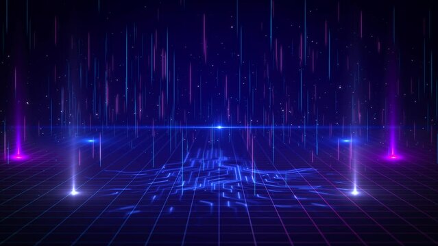 Digital 3D Virtual Space VR Cyberspace. 5g 6g technology high speed internet Data transfer technology. Cyberpunk, Big data and Cyberspace, blockchain Big Data Visualization. space background, 4K