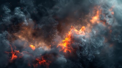 Fototapeta premium Smoke and fire on a dark background very detailed and realistic shape