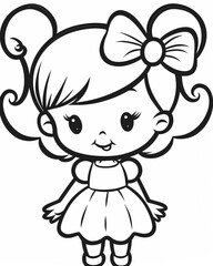 Fototapeta premium Coloring pages for kids, coloring girl.