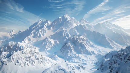 Obraz premium Snow covered wintry mountain scenery very detailed and realistic shape