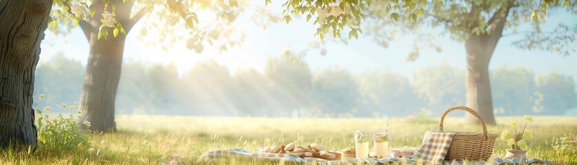 An inviting scene of a hayride picnic, with baskets of food, checked blankets, and friends gathered under a canopy of trees, enjoying the crisp autumn air, high detail