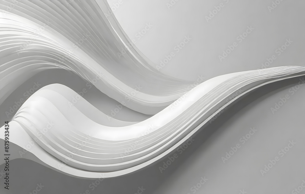 Aufkleber white abstract background with waves. creative architectural concept. generative ai.