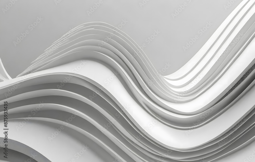 Aufkleber white abstract background with waves. creative architectural concept. generative ai.