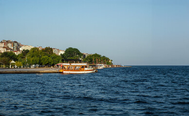 Naklejka premium Sinop city coastline and harbor in Black sea region, Turkey