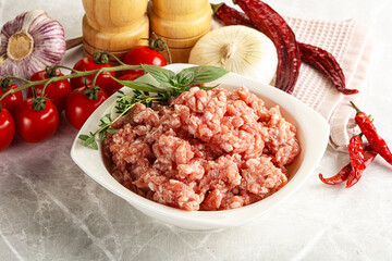 Raw minced pork uncooked meat